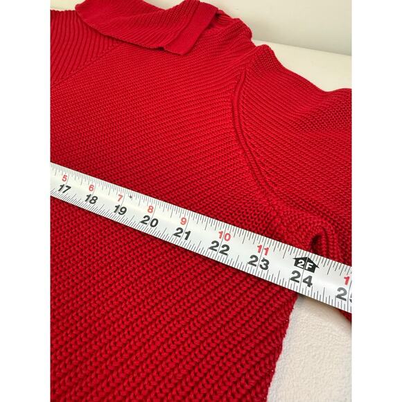 Talbots Plus Red Chevron  Stitch  Split Neck Size 2X - Picture 6 of 9